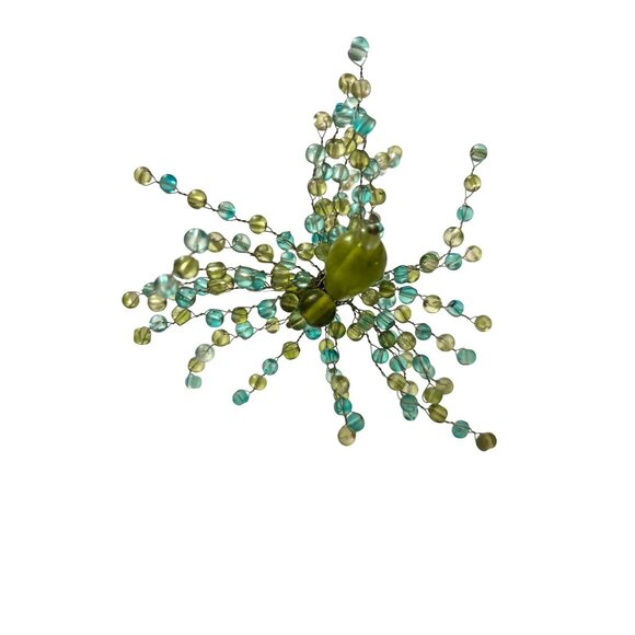 VINTAGE Pier One Beaded Napkin Rings Set Of 8 With Green & Blue Glass Beads - Picture 3 of 8